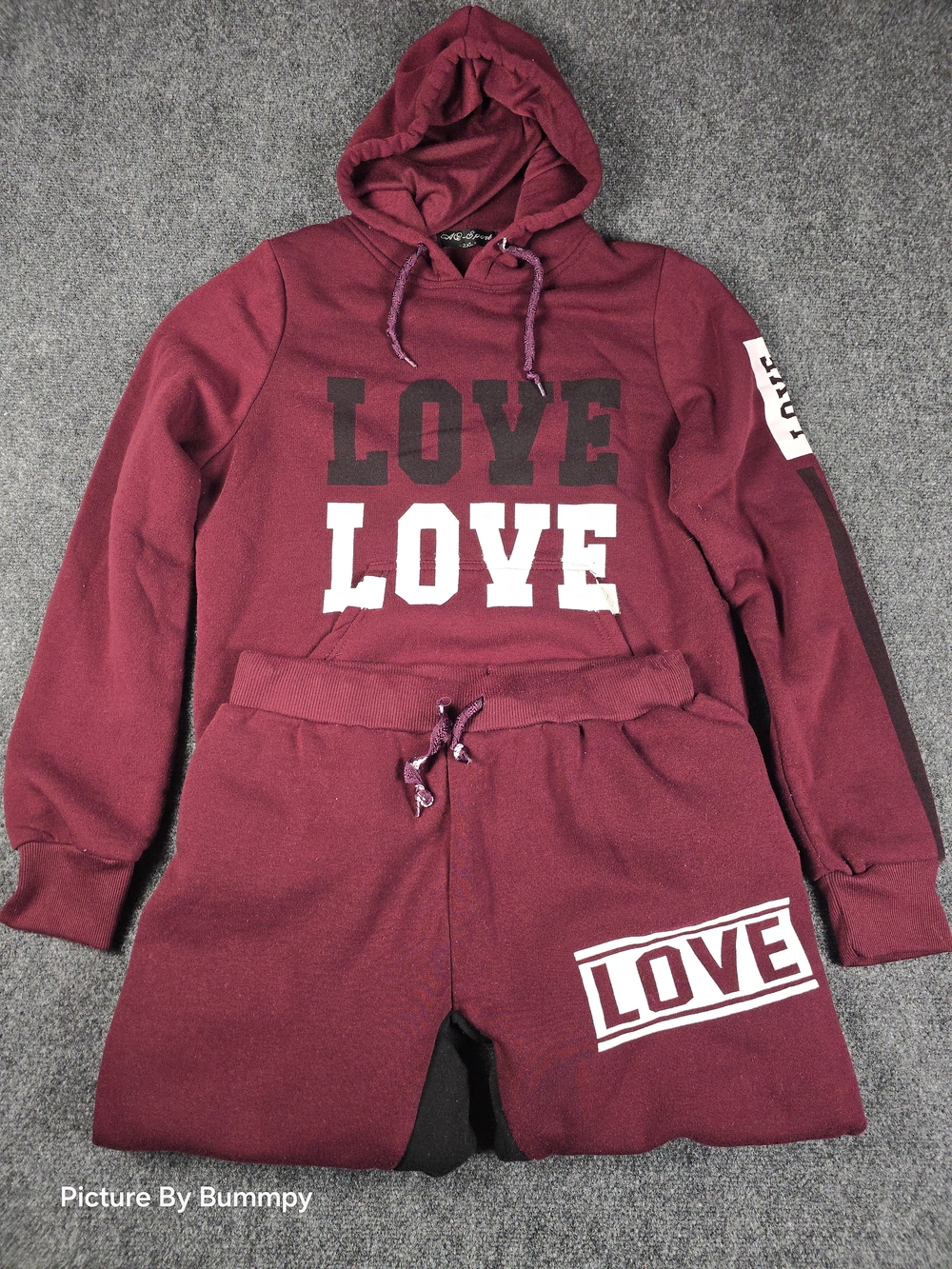 Maroon AQ Sport Cozy hoodie and matching sweatpants In Size 2X